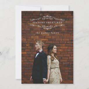 Navy Blue Holiday Elegance   Photo Card