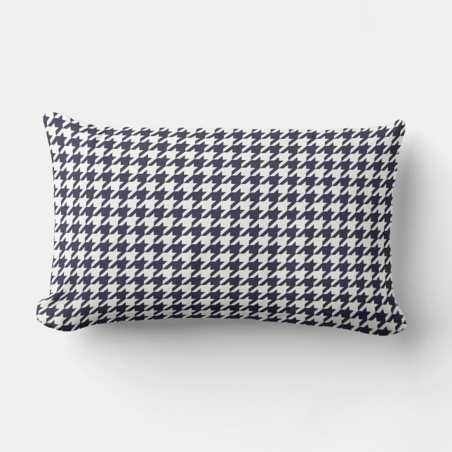 Navy Blue Houndstooth Lumbar Cushion (Front)