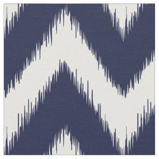 Navy Blue Ikat Chevron Fabric