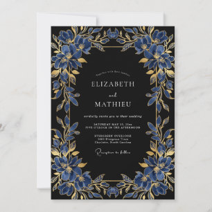 Navy Blue Imperial Evening Wedding Invitation