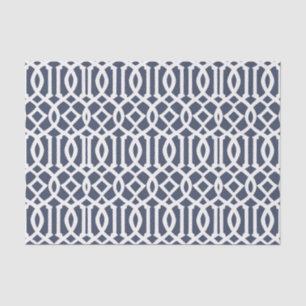Navy Blue Imperial Trellis Geometric Pattern Tissue Paper