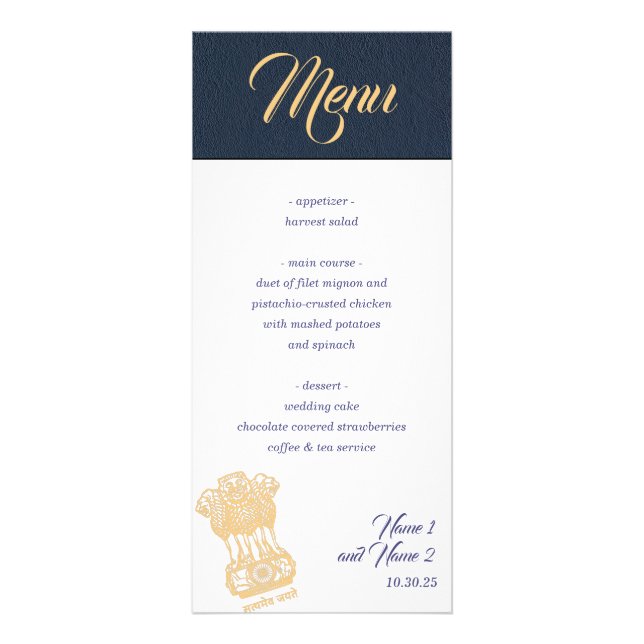 Navy Blue India Passport Menu (Front)