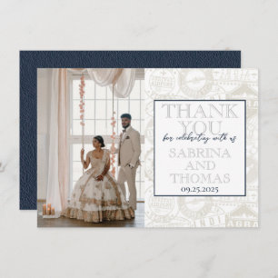 Navy Blue India Wedding Photo Thank You