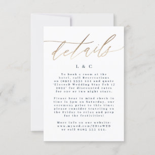 Navy Blue Info Accommodation Gold Wedding RSVP Card