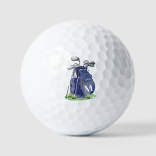 Navy Blue Initial Monogram Golf Balls