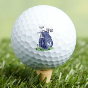 Navy Blue Initial Monogram Golf Balls