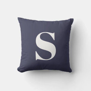 Navy Blue Initial Monogrammed Outdoor Pillow