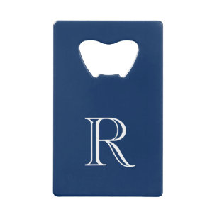 Navy Blue Initial Stainless Steel Bottle Opener