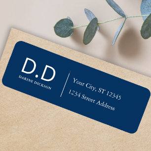 Navy Blue Initials Monogram Return Address  Label