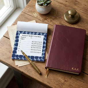Navy Blue Ink Dot Weekly Habit Tracker Post-it Notes