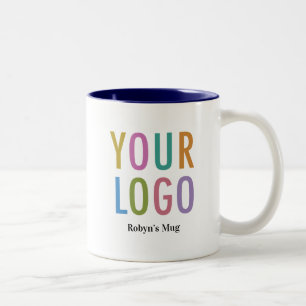Navy Blue Inner Coffee Mug Company Logo Name 11 oz