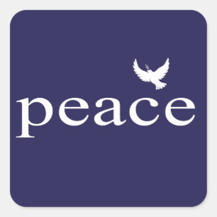 Navy Blue Inspirational Peace Quote Square Sticker