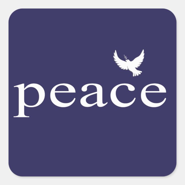 Navy Blue Inspirational Peace Quote Square Sticker (Front)