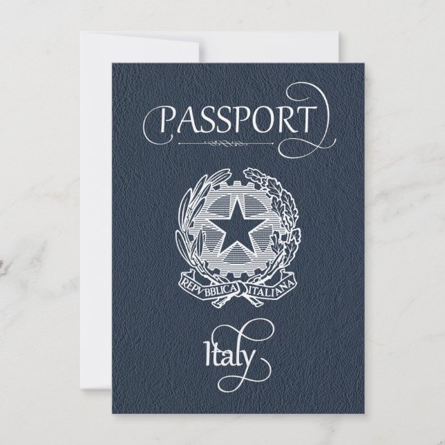 Navy Blue Italy Passport Save the Date (Front)