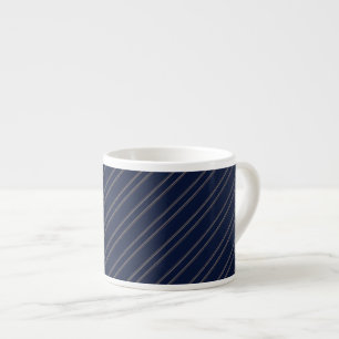 Navy Blue Ivory Gold Pinstripes Espresso Cup