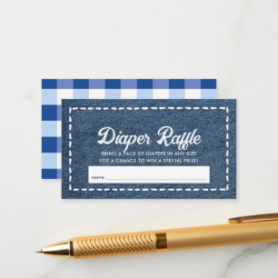 Navy Blue Jean Baby Shower Diaper Raffle Ticket Enclosure Card