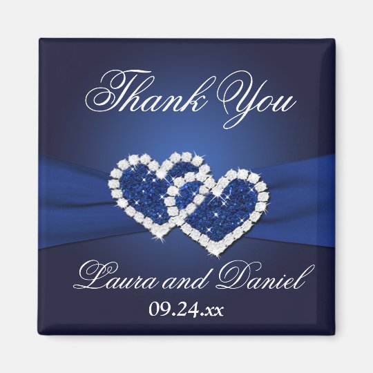Navy Blue Joined Hearts Wedding Favour Magnet