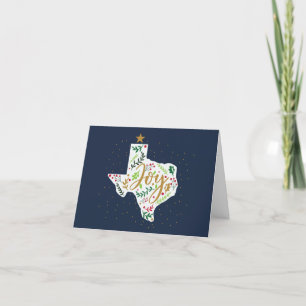 Navy Blue Joy Holiday Leaves Texas Shape Photo