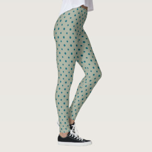 Navy Blue Jumbo Polka Dots on Green to Customise Leggings
