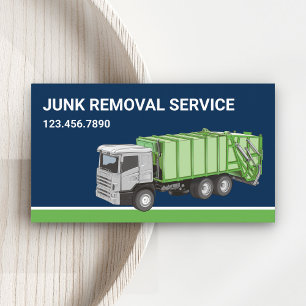 Navy Blue Junk Removal Service Garbage Truck Business Card