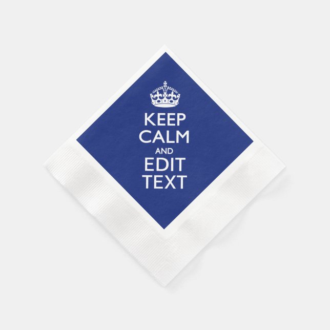 Navy Blue Keep Calm And Edit Text Personalised Napkin (Corner)