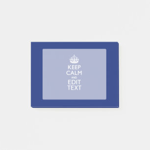 Navy Blue Keep Calm And Edit Text Personalised Post-it Notes