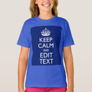 Navy Blue Keep Calm And Edit Text Personalised T-Shirt