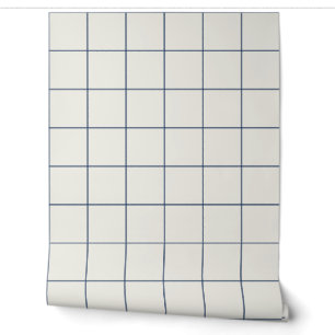 Navy Blue Large Grid Check Wallpaper