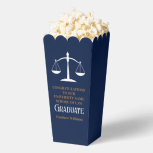 Navy Blue Law School Graduation Party Popcorn Favour Box