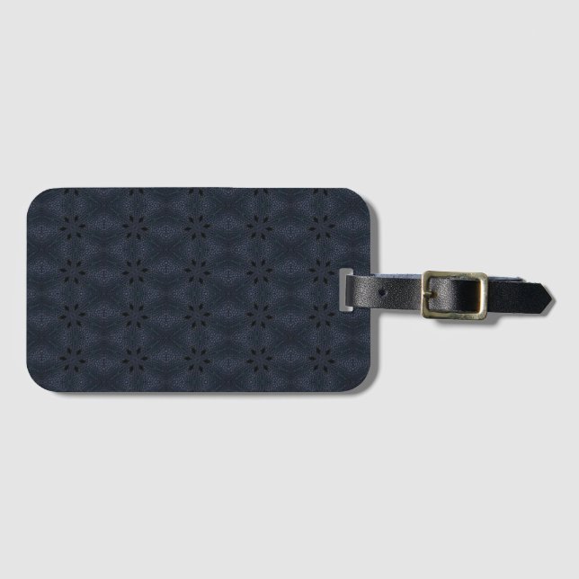 Navy blue leather luggage tag (Front Horizontal)