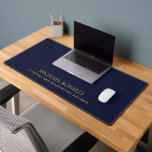 Navy Blue Leather Masculine Elegant NAME Desk Mat<br><div class="desc">The design features a digital graphic image to simulate a leather texture and this template can be customised to meet all professional occupations. This elegant and sophisticated navy blue faux leather notebook is a perfect office gift for coworkers. Perfect for professional look desk or office for any profession. PLEASE NOTE:...</div>