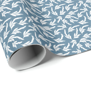 Navy blue leaves  bandanna wrapping paper
