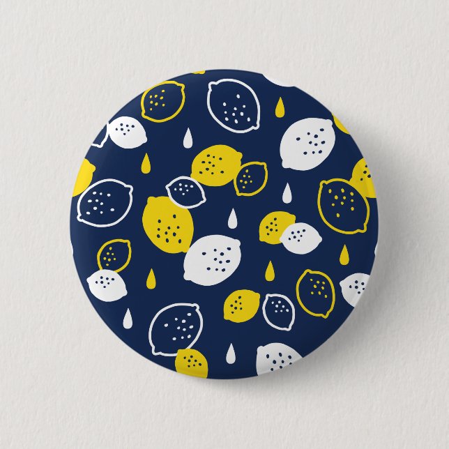  Navy Blue Lemon Art – Refreshing Citrus Design 6 Cm Round Badge (Front)