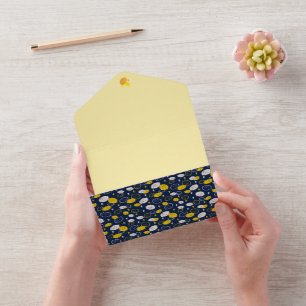  Navy Blue Lemon Art – Refreshing Citrus Design All In One Invitation