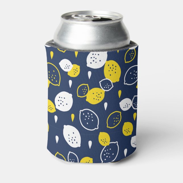  Navy Blue Lemon Art – Refreshing Citrus Design Can Cooler (Can Back)