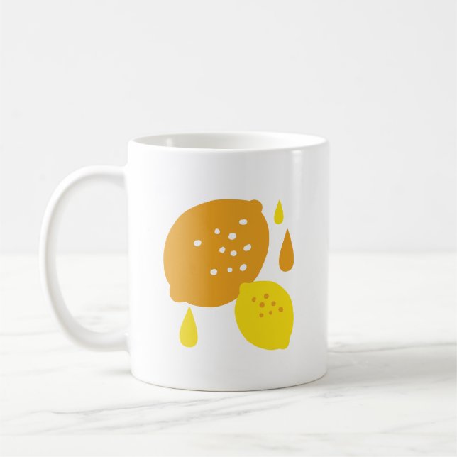  Navy Blue Lemon Art – Refreshing Citrus Design Coffee Mug (Left)