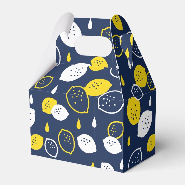  Navy Blue Lemon Art – Refreshing Citrus Design Favour Box (Front Side)