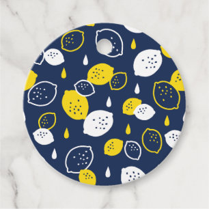 Navy Blue Lemon Art – Refreshing Citrus Design Favour Tags
