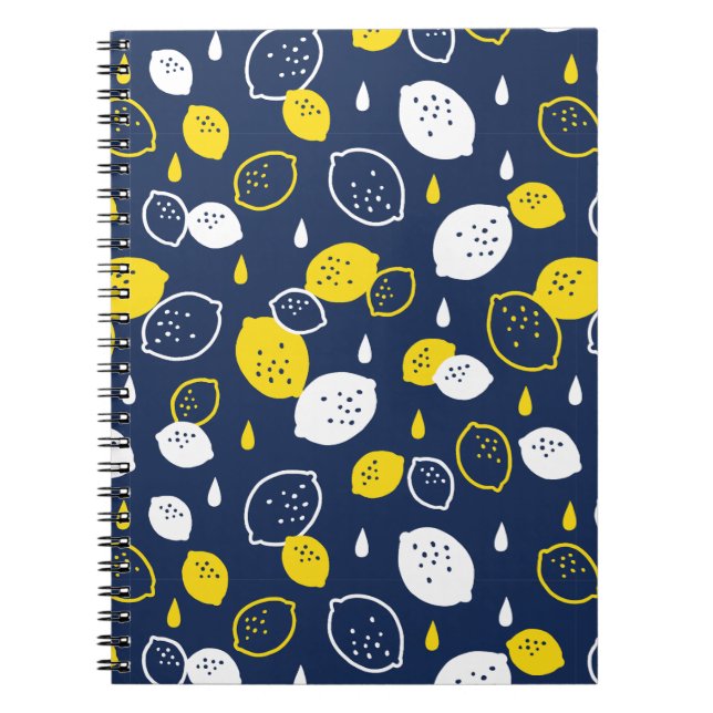  Navy Blue Lemon Art – Refreshing Citrus Design Notebook (Front)
