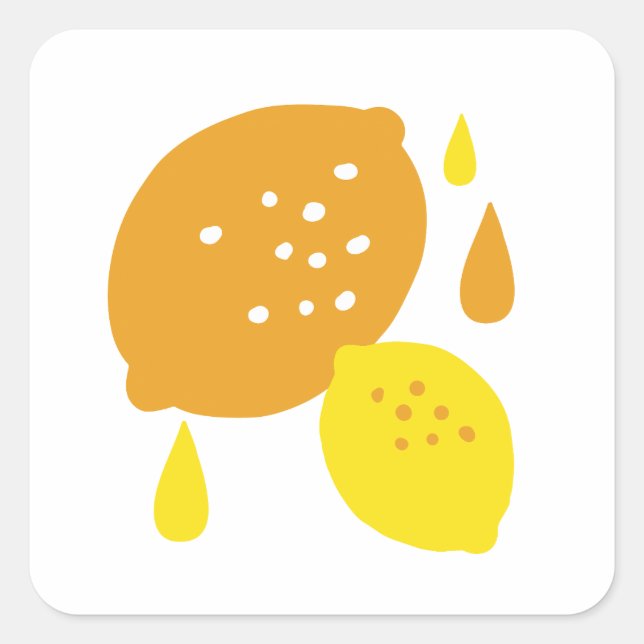  Navy Blue Lemon Art – Refreshing Citrus Design Square Sticker (Front)