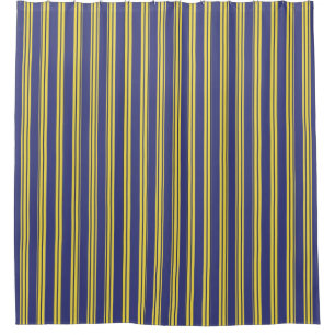 Navy Blue & Lemon Yellow Stripes Shower Curtain