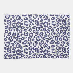 Navy Blue Leopard Pattern Tea Towel