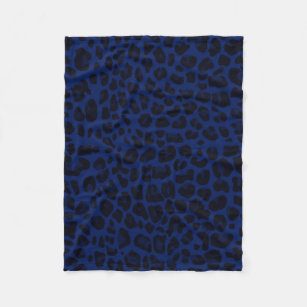Navy blue leopard print fleece blanket