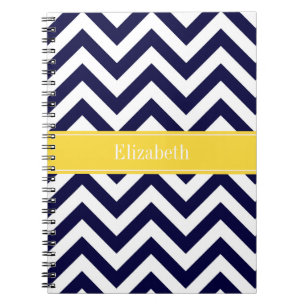 Navy Blue Lg Chevron Pineapple Name Monogram Notebook