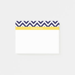 Navy Blue Lg Chevron Pineapple Name Monogram Post-it Notes
