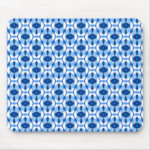Navy Blue & Light Blue Abstract Geometric Mouse Pad