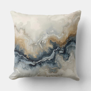 Navy Blue Light Blue Brown Gray Modern Abstract Cushion