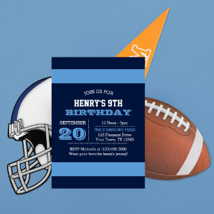 Navy Blue Light Blue Team Birthday Invitation