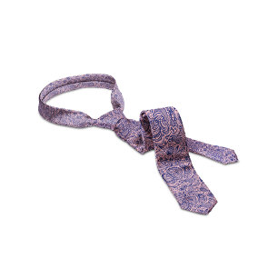Navy Blue & Light Pink Floral Paisley Pattern Tie