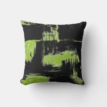 Navy Blue & Lime Green Abstract Decor Pillow